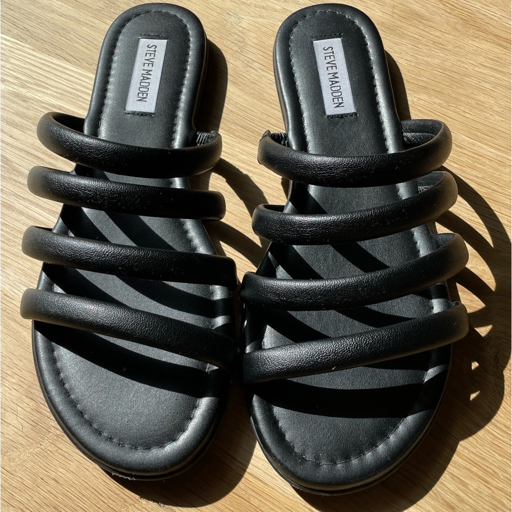 NWOB Steve Madden Leather Slide Sandals - Picture 1 of 4
